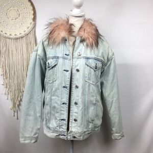 NWT American Eagle fur denim jacket